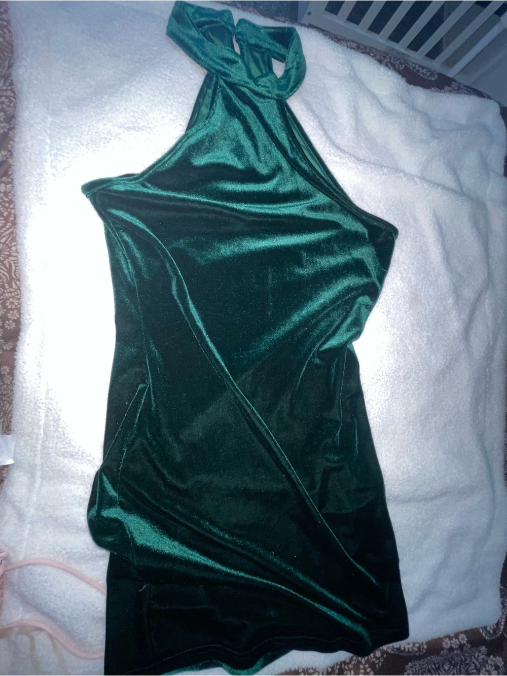 Emerald Green Velvet Halter Dress